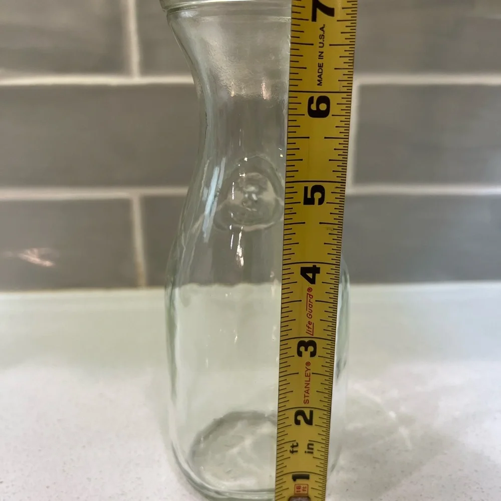 Small Vintage Milk Wine Juice Decanter Carafe Bottle Since 1852 Old Clear Glass